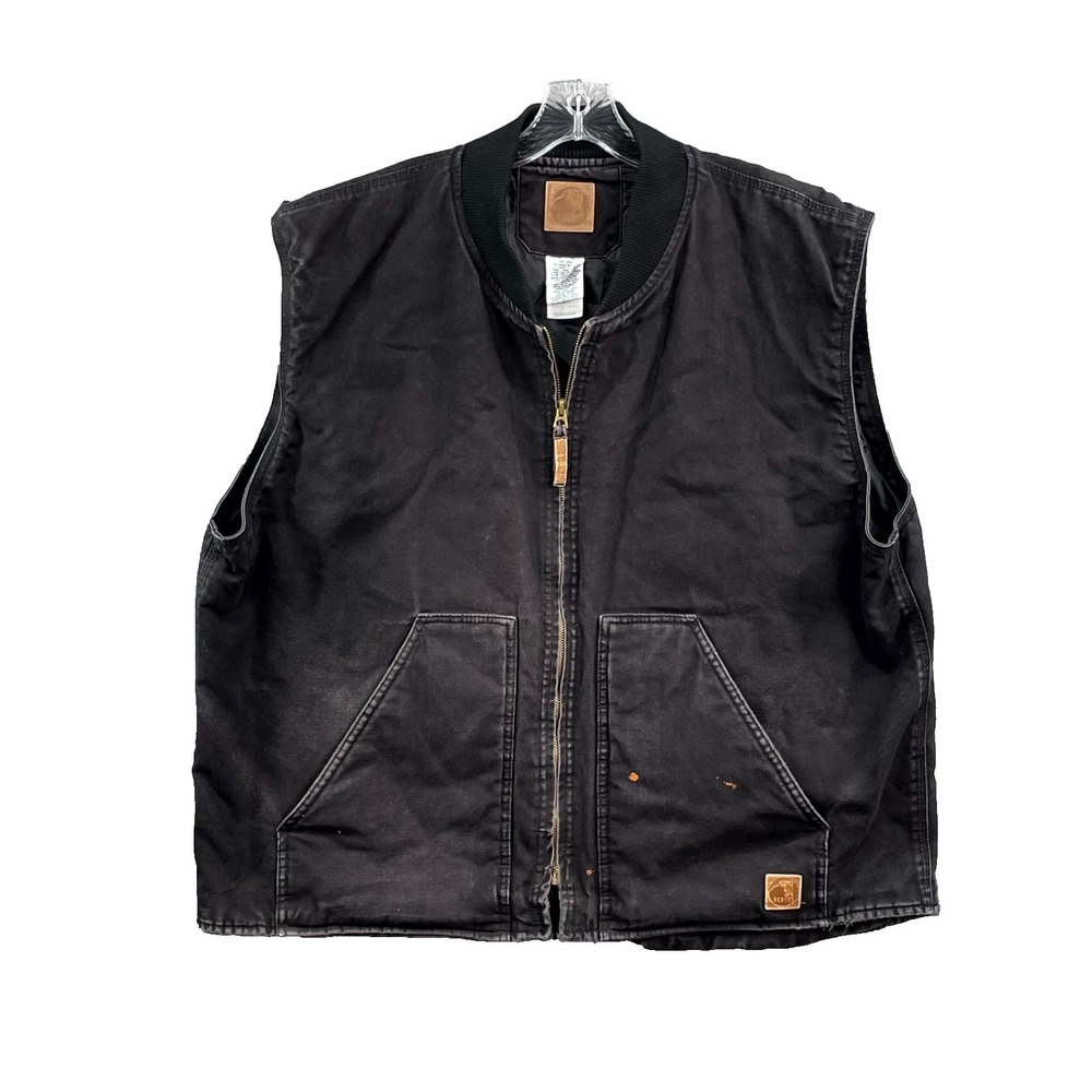 Berne Quilt Lined Duck Vest Men 2XL Bomber Collar Zipper Hiking Tactical Hunting